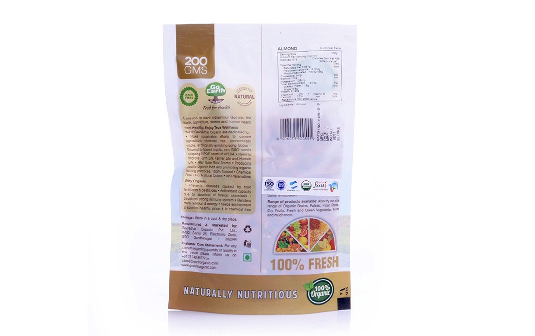 Go Earth Organic Almond    Pack  200 grams